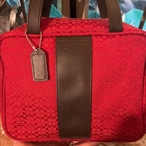 Coach Red and Brown Toiletry Bag - Picture 2 of 8